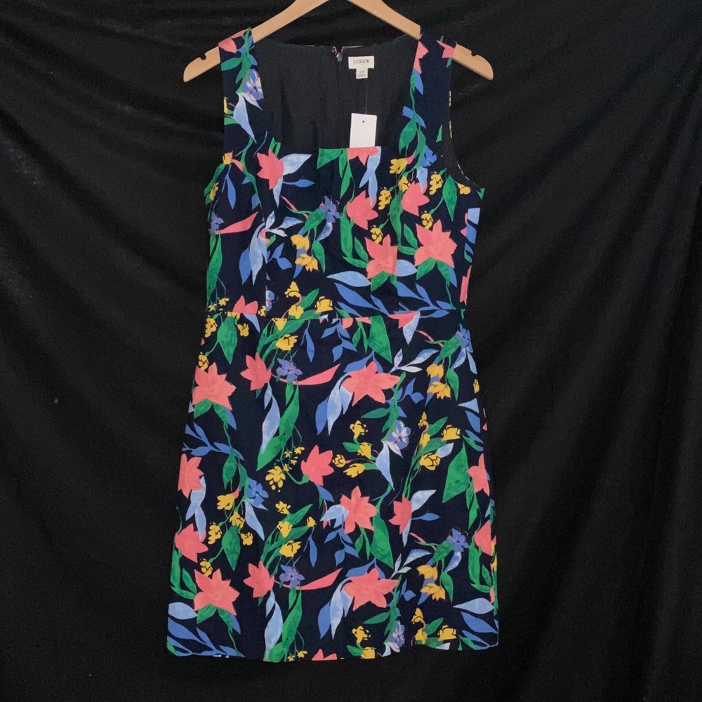 J. Crew Square Neck Floral Basketweave Dress